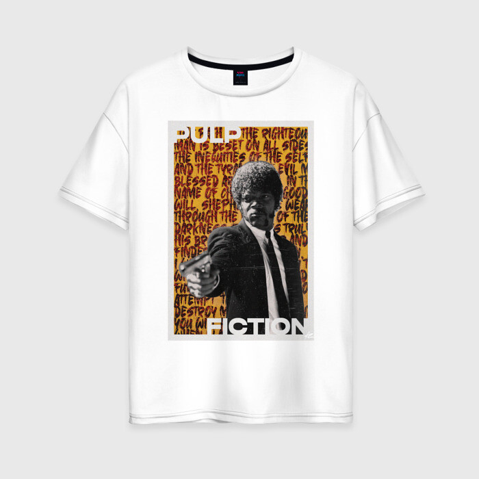 Женская футболка хлопок Oversize Криминальное чтиво фото