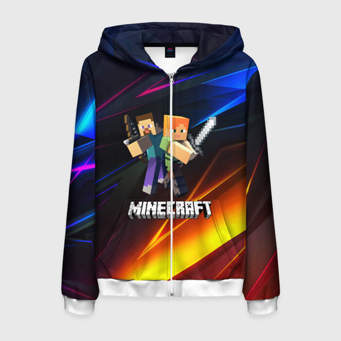 Мужская толстовка 3D на молнии MINECRAFT фото