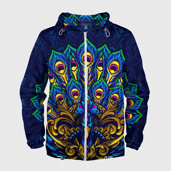 Мужская ветровка 3D Изящный Павлин фото