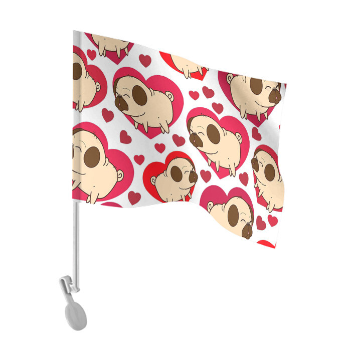 Флаг для автомобиля Мопсики фото