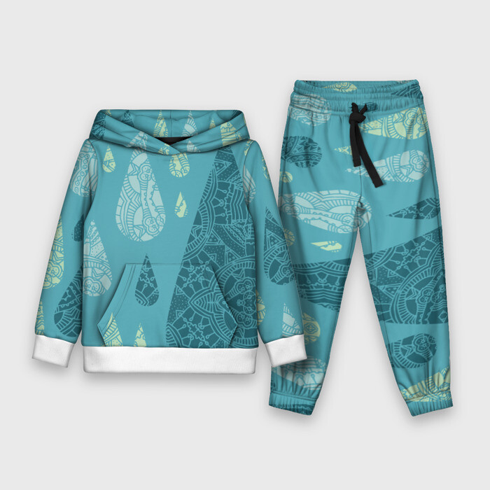 Детский костюм 3D (с толстовкой) Лесной узор фото