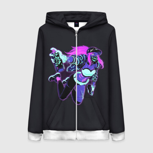 Женская толстовка 3D на молнии Neon Girl фото