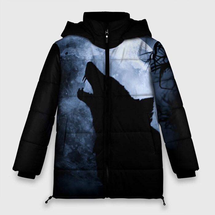 Женская зимняя куртка 3D Воющий волк фото
