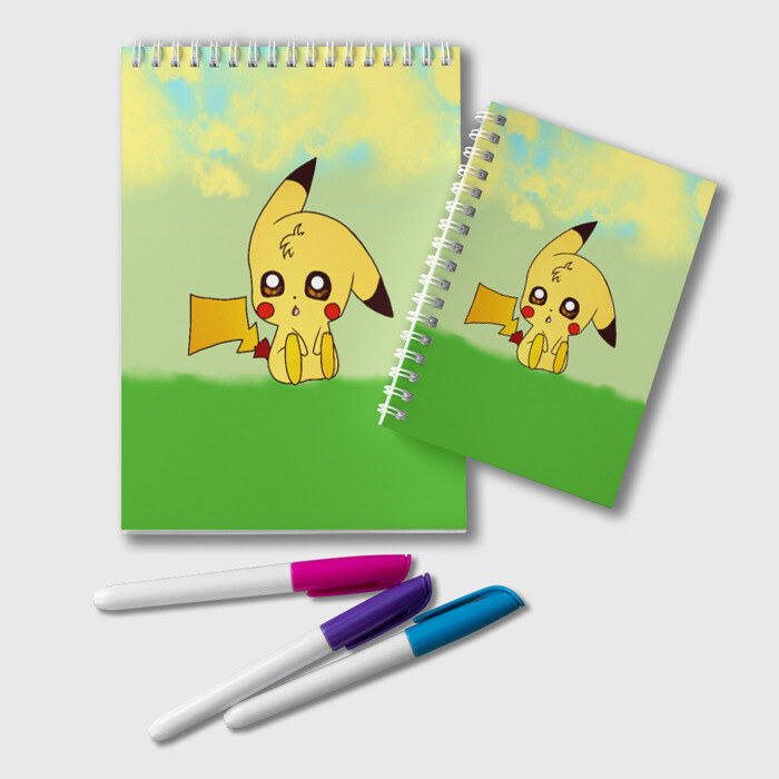 Блокнот Пикачу на травке фото