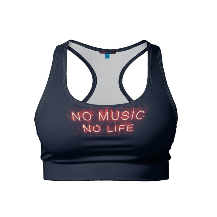 Женский спортивный топ 3D No music, No life фото