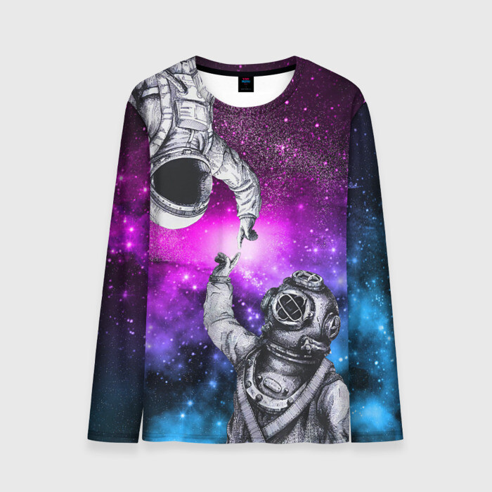 Мужской лонгслив 3D Космонавт и водолаз фото