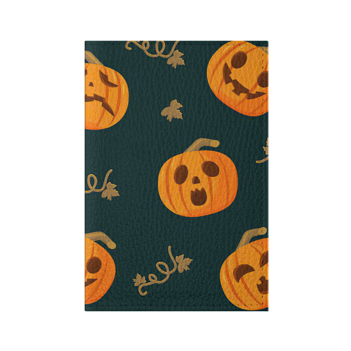 Обложка для паспорта матовая кожа Осенние тыквы фото