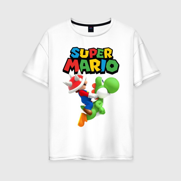 Женская футболка хлопок Oversize Super Mario фото