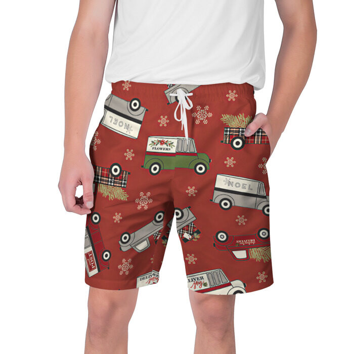 Мужские шорты 3D Рождественские машины фото