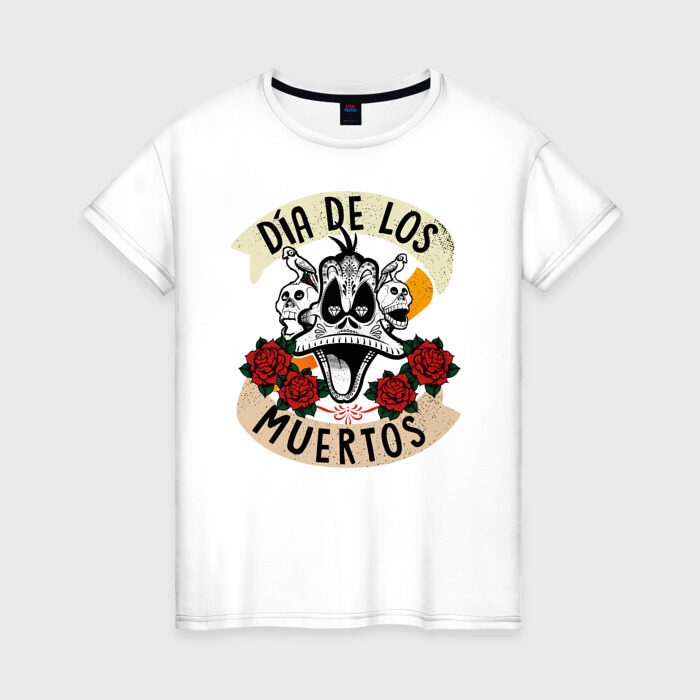 Женская футболка хлопок Dia De Los Muertos фото