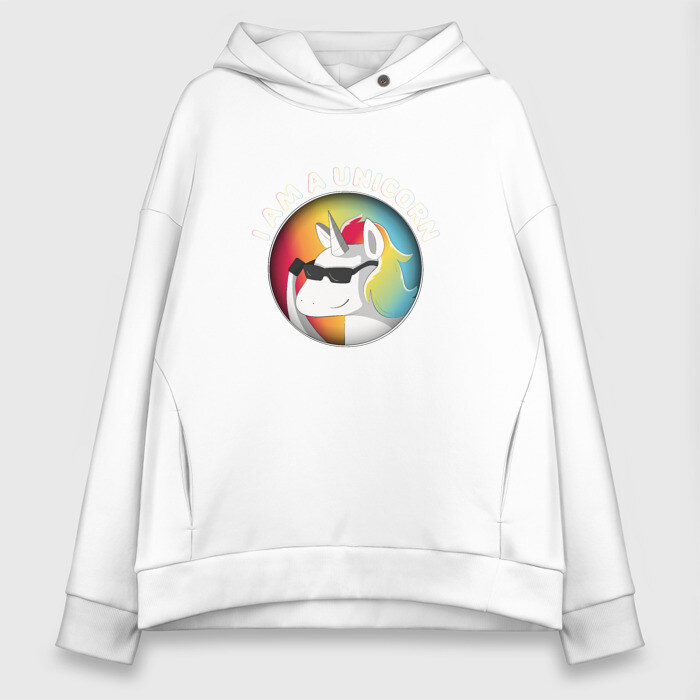 Женское худи Oversize хлопок I am Unicorn фото