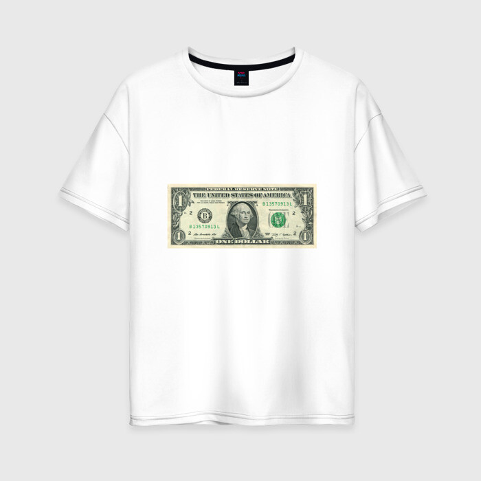 Женская футболка хлопок Oversize One dollar фото