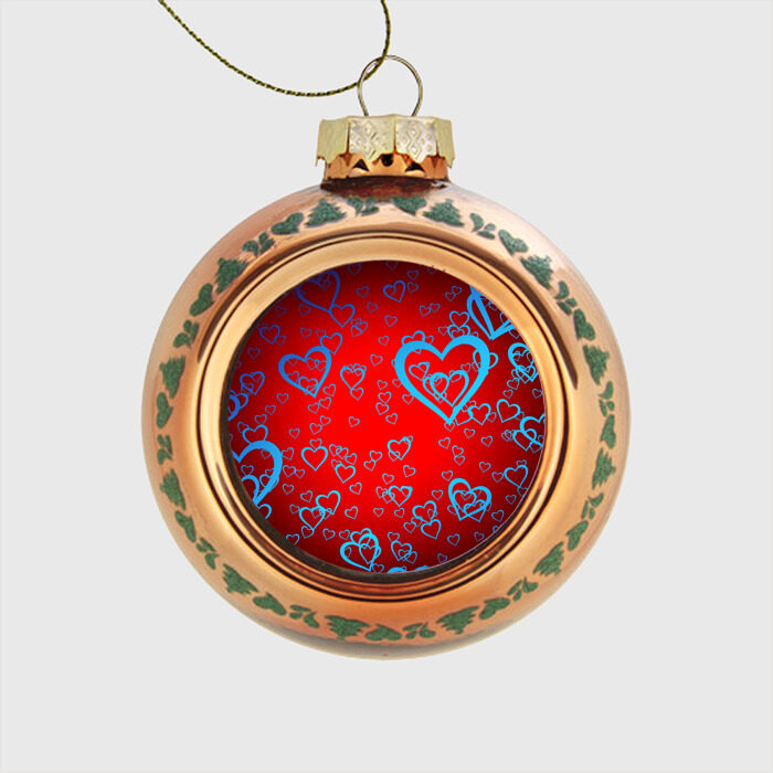 Стеклянный ёлочный шар Сердца фото