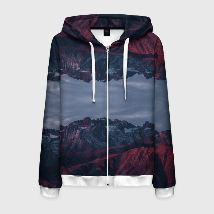 Мужская толстовка 3D на молнии ЗЕРКАЛЬНЫЕ ГОРЫ фото