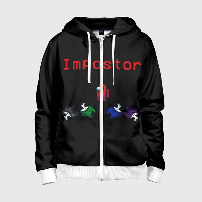 Детская толстовка 3D на молнии Among Us фото