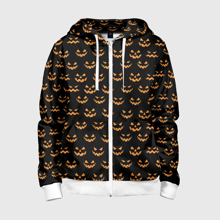 Детская толстовка 3D на молнии Смайлик тыквы фото