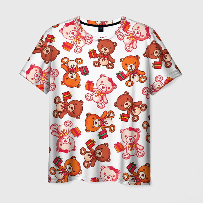 Мужская футболка 3D Медвежата и подарки фото