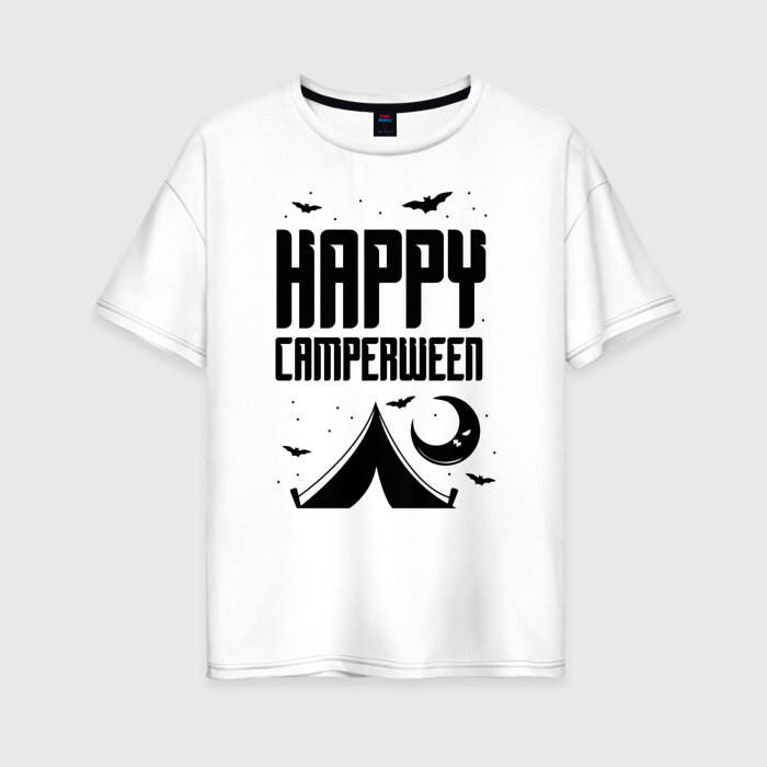 Женская футболка хлопок Oversize Happy camperween фото