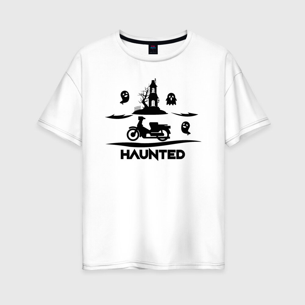 Женская футболка хлопок Oversize HAUNTED фото