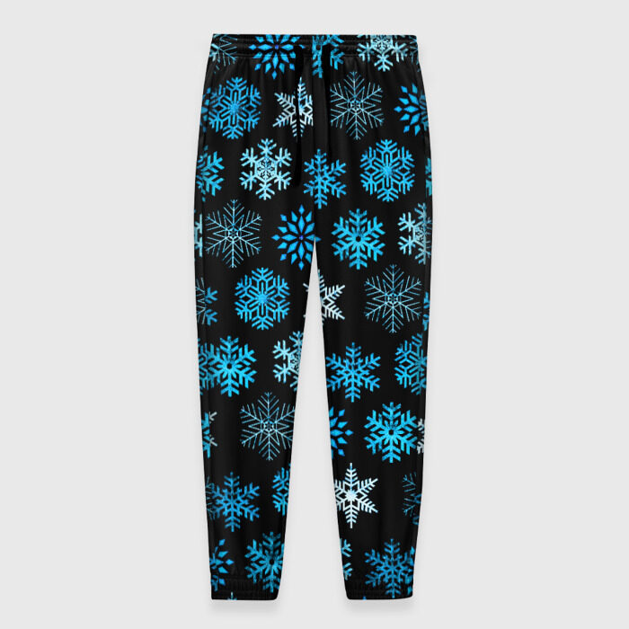 Мужские брюки 3D Снежинки в ночи фото