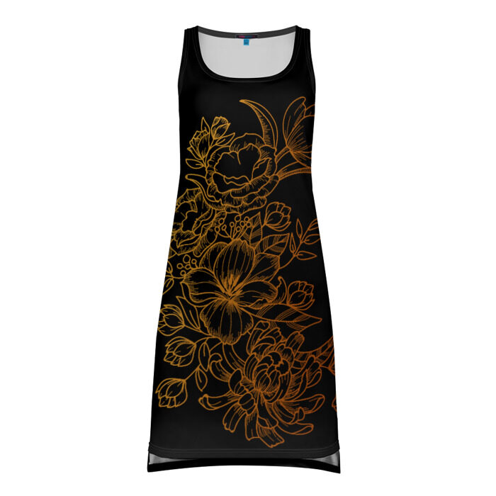 Платье-майка 3D Золотые цветы фото