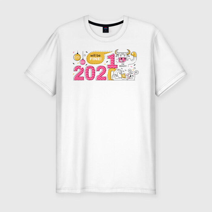 Мужская футболка хлопок Slim 2021 год быка фото