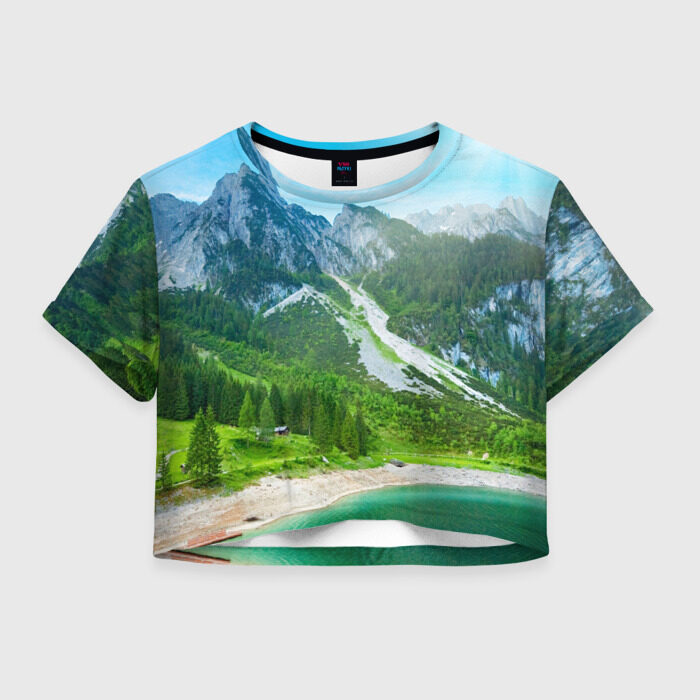 Женская футболка Crop-top 3D Альпийские горы фото