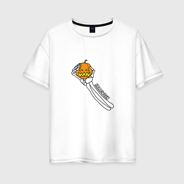 Женская футболка хлопок Oversize Halloween фото