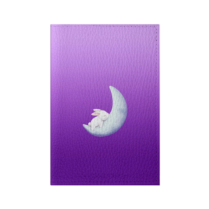 Обложка для паспорта матовая кожа Зайчишка на луне фото