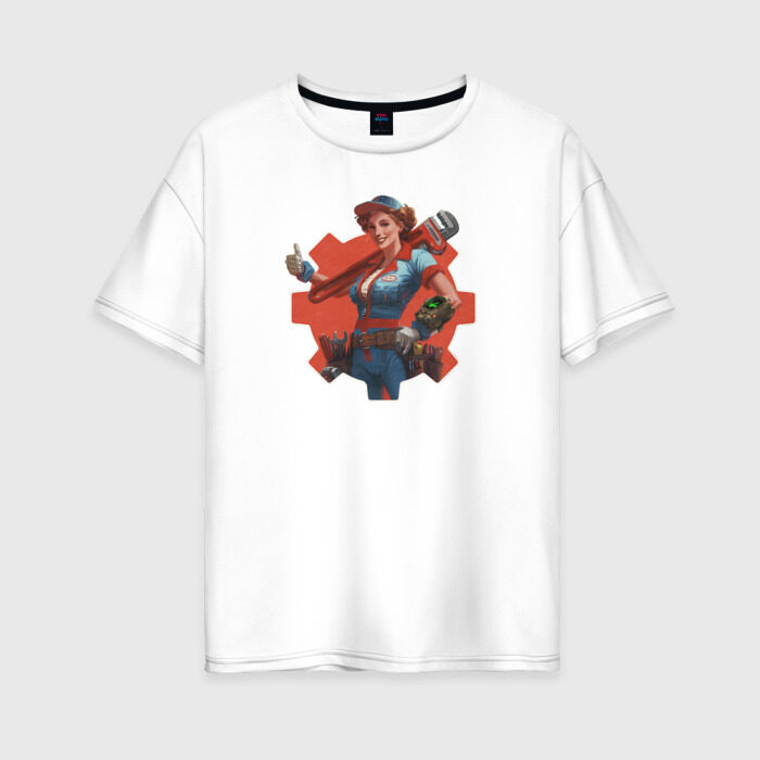 Женская футболка хлопок Oversize Fallout 4 фото