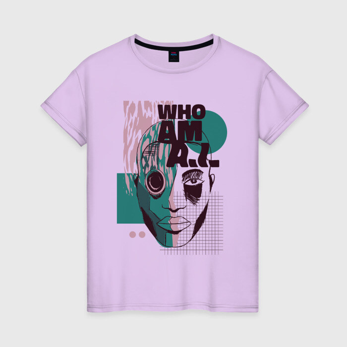 Женская футболка хлопок Who am AI фото