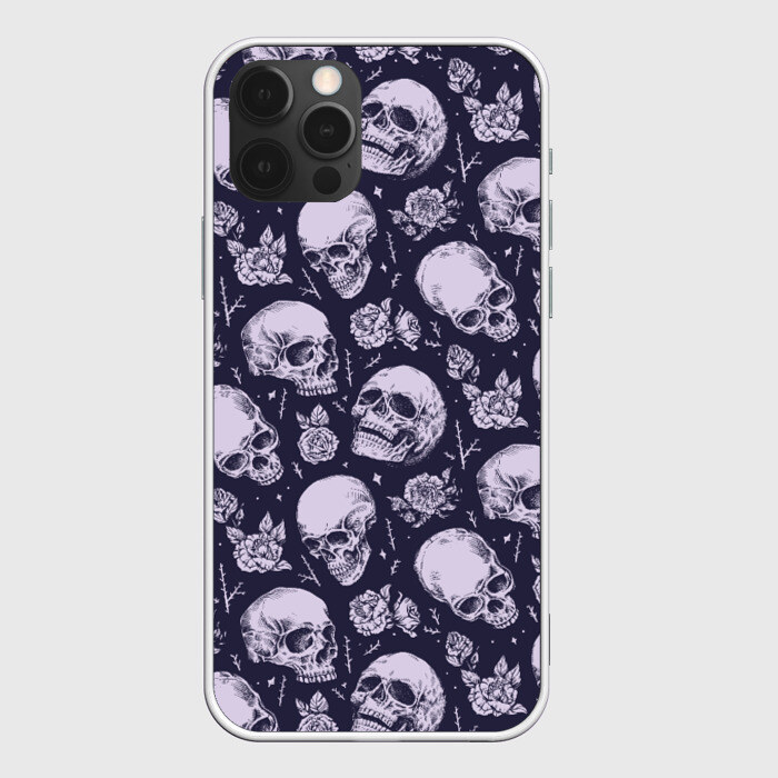 Чехол для iPhone 12 Pro Max Мрачные черепа с розами фото