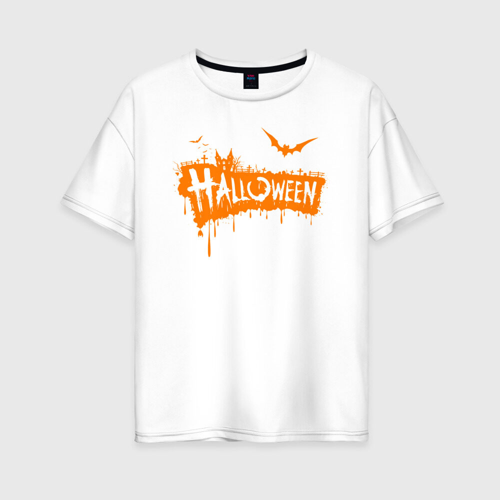 Женская футболка хлопок Oversize Halloween фото