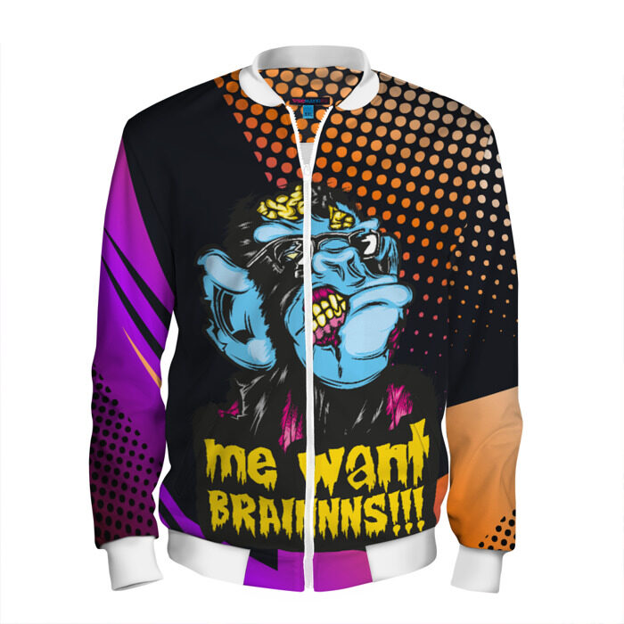 Мужской бомбер 3D Me wants brainnns!!! фото