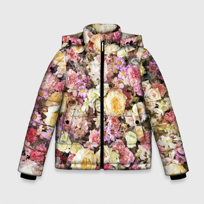 Зимняя куртка для мальчиков 3D Цветочки фото
