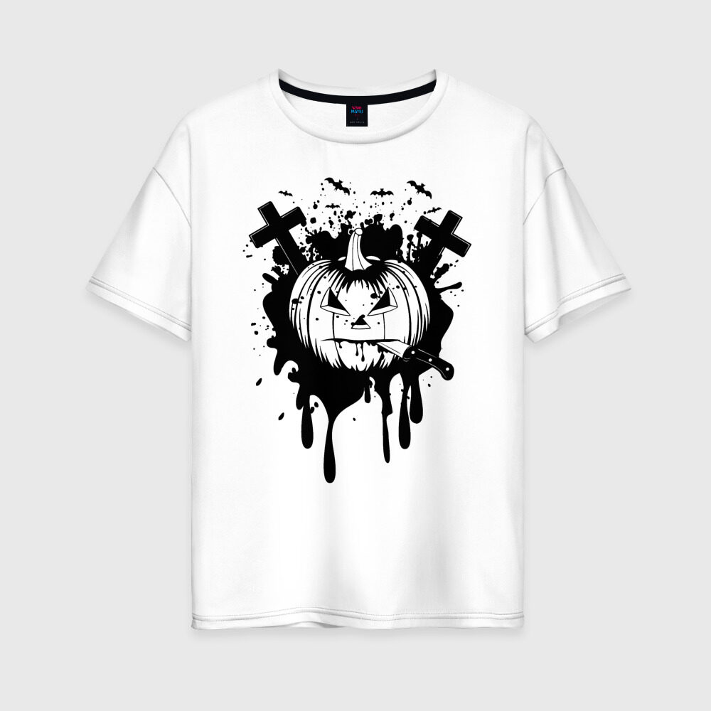 Женская футболка хлопок Oversize Halloween фото