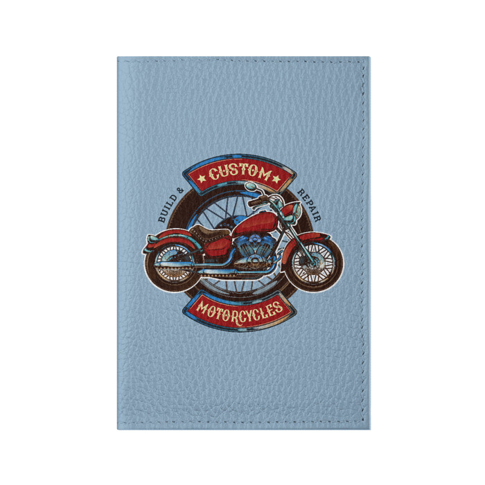 Обложка для паспорта матовая кожа Кастом байк фото