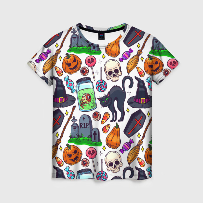Женская футболка 3D HALLOWEEN фото