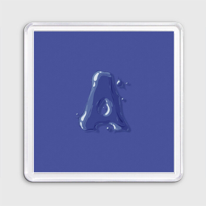 Магнит 55*55 Буква А. Синий пузырь. фото