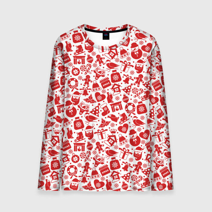 Мужской лонгслив 3D Рождественский паттерн фото