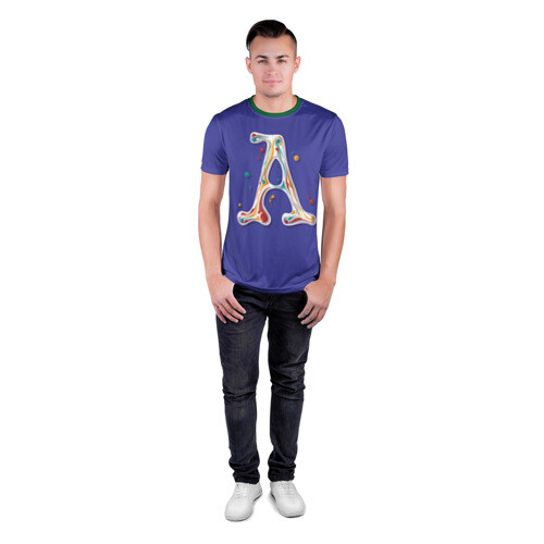 Мужская футболка 3D спортивная Буква А капли краски леттеринг фото