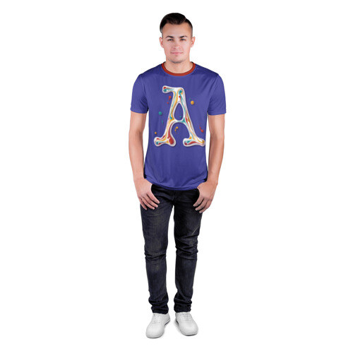 Мужская футболка 3D спортивная Буква А капли краски леттеринг фото