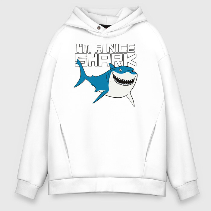 Мужское худи Oversize хлопок Im A Nice Shark фото