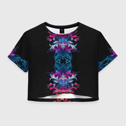 Женская футболка Crop-top 3D NEON BLUME фото