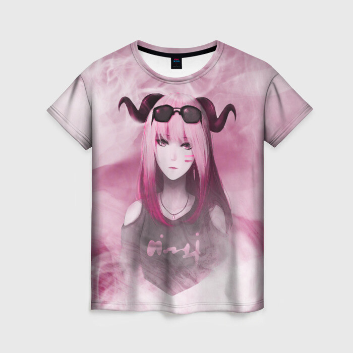 Женская футболка 3D Девушка демон фото