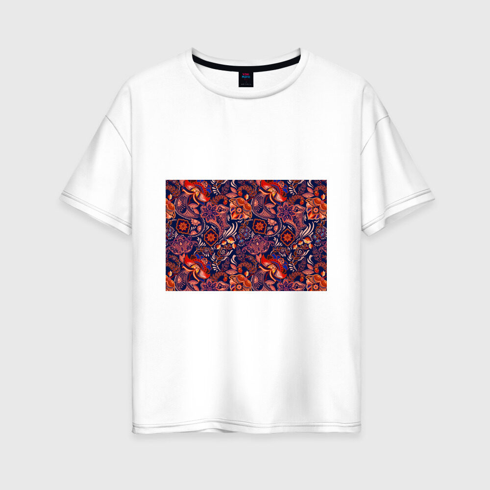 Женская футболка хлопок Oversize Ornament-S фото