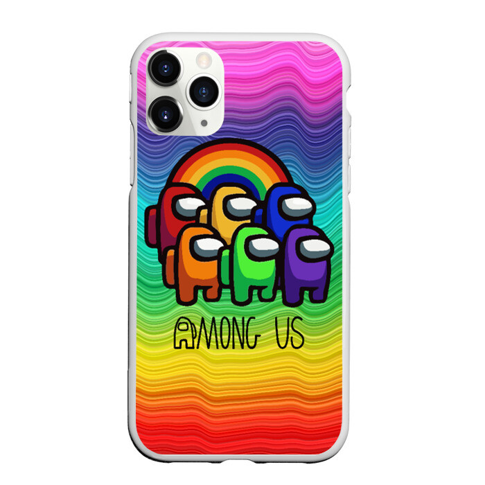 Чехол для iPhone 11 Pro матовый Among Us Радуга фото