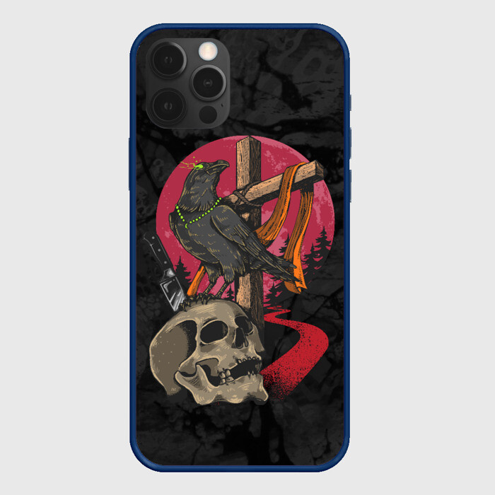 Чехол для iPhone 12 Pro Ворона и череп фото