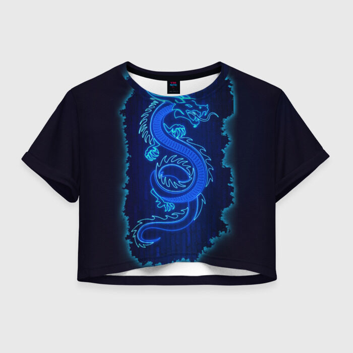 Женская футболка Crop-top 3D NEON DRAGON фото