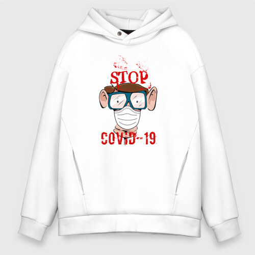 Мужское худи Oversize хлопок Стоп Covid-19 фото